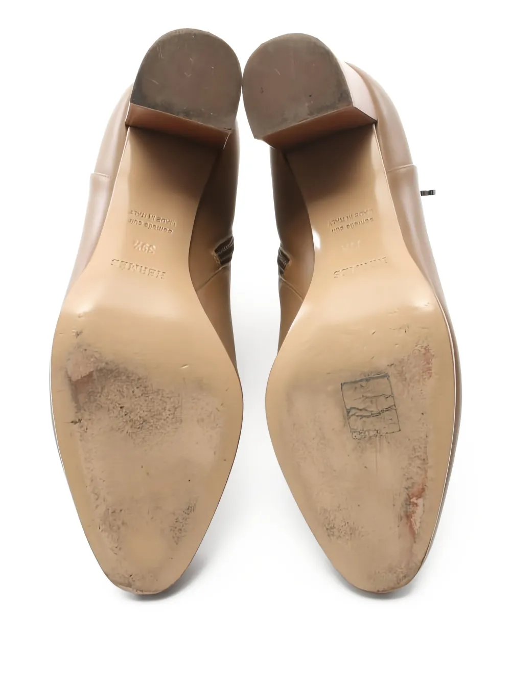 Hermès Pre-Owned 75 mm leren laarzen met rits aan de zijkant - Beige
