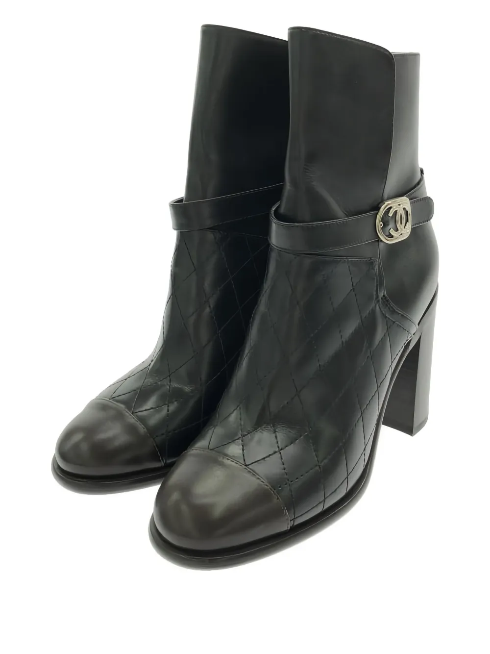 CHANEL Pre-Owned 90 mm gewatteerde laarzen met gesp - Zwart