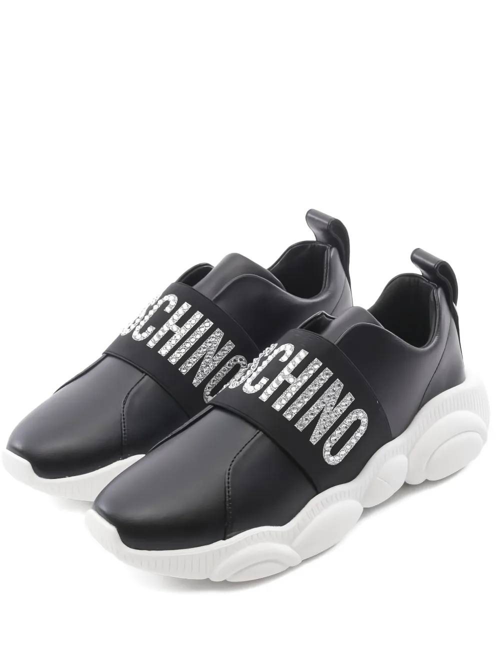 Pre-owned Moschino Leather Sneakers In Black
