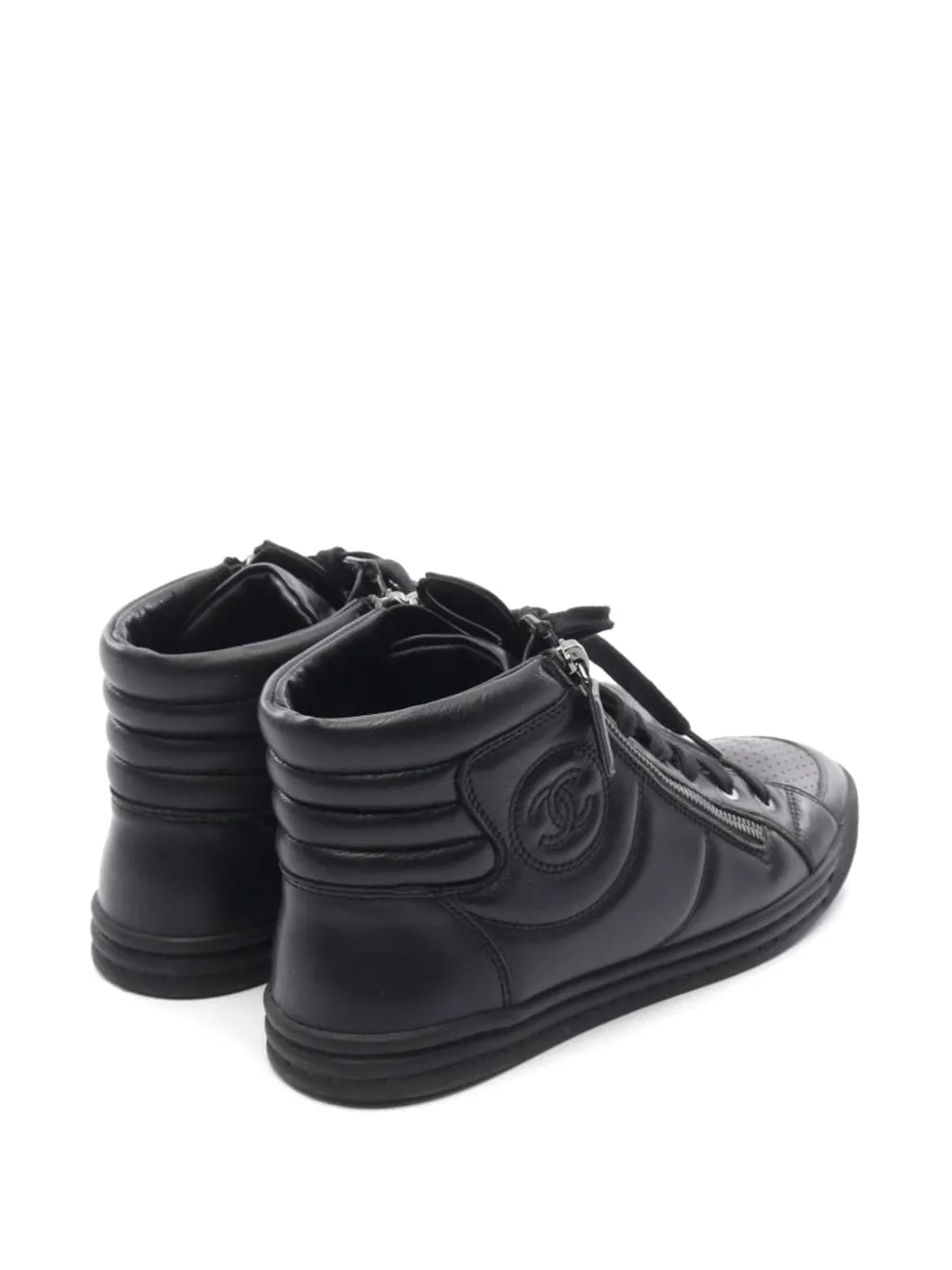 CHANEL Pre-Owned zip-up Leather Sneakers | Black | FARFETCH HK