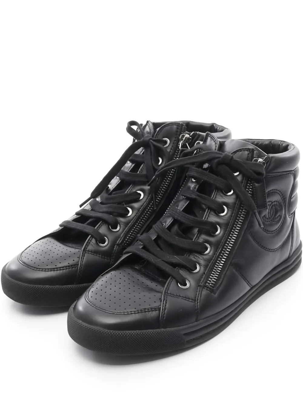 CHANEL Pre-Owned ジップアップ スニーカー - ブラック CHANEL Pre-Owned ジップアップ スニーカー - ブラック