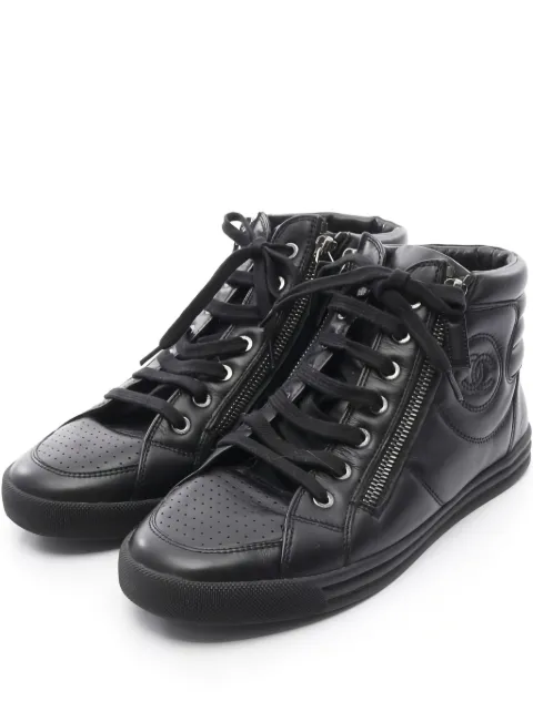 CHANEL Pre-Owned zip-up leather sneakers
