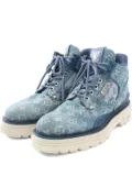 Louis Vuitton Pre-Owned monogram-pattern denim ankle boots - Blue