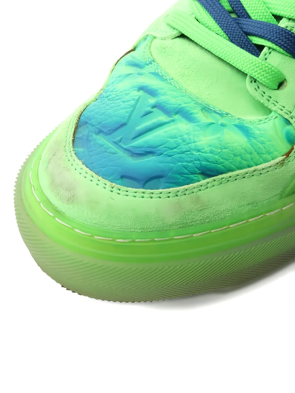 Pre-owned Louis Vuitton Richelieu Leather Sneakers In Green