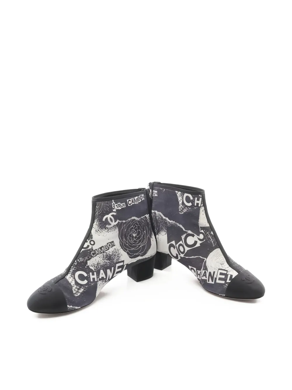 CHANEL Pre-Owned 50 mm laarzen met blokhak en logoprint - Blauw