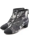 CHANEL Pre-Owned 50mm logo-print block-heel boots - Blue