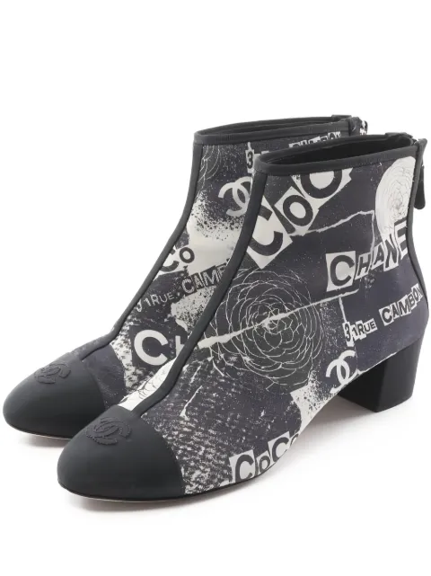 CHANEL Pre-Owned 50mm logo-print block-heel boots