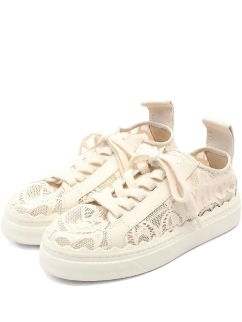 Chloé Pre-Owned Lauren lace leather-trimmed sneakers