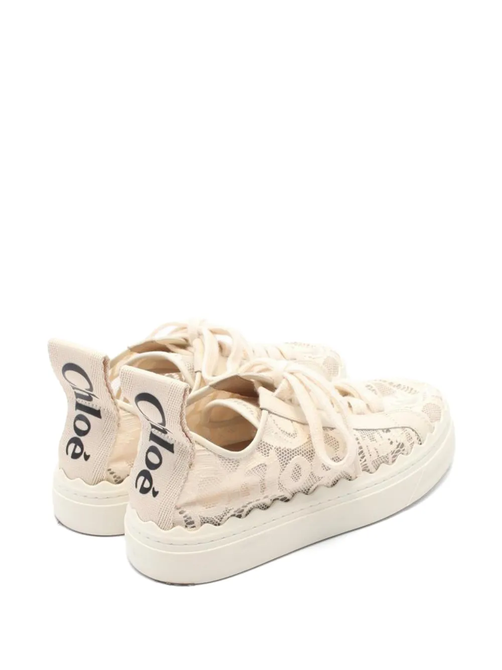 Chloé Pre-Owned Lauren sneakers met leren afwerking - Beige