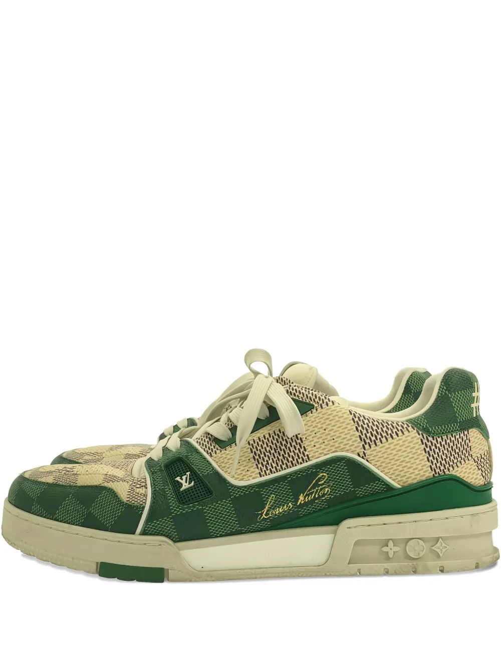 Louis Vuitton Pre-Owned ダミエ レザースニーカー - グリーン Louis Vuitton Pre-Owned ダミエ レザースニーカー - グリーン