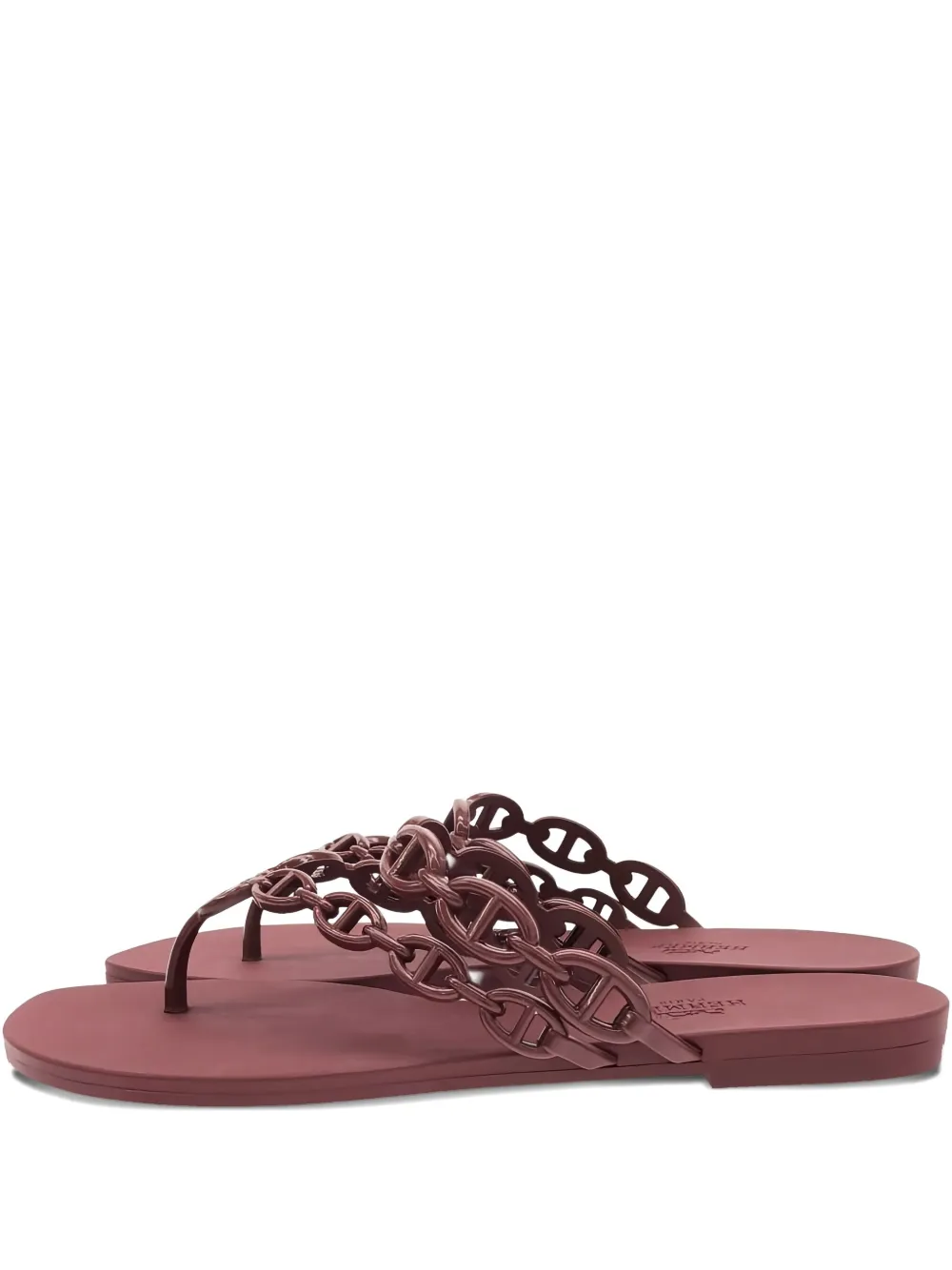 Pre-owned Hermes Chaîne D'ancre Flip Flops In Red