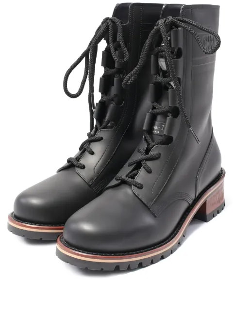 Christian Dior Pre-Owned lace-up debossed-logo combat boots