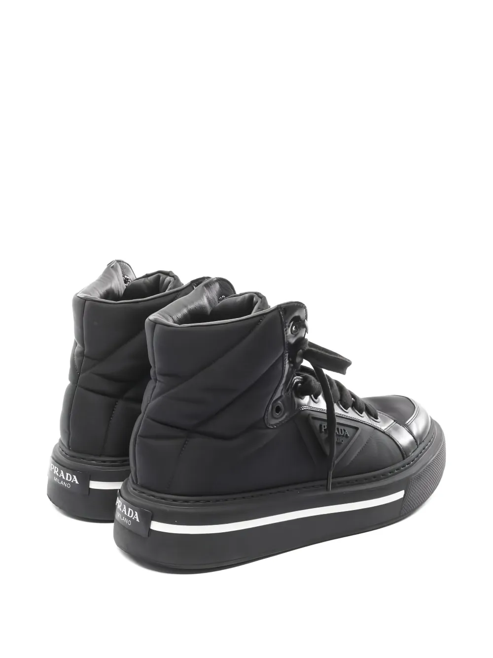 Prada Pre-Owned Re-Nylon quilted high-top leather sneakers | Image 2
