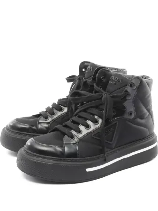 Prada Pre-Owned Re-Nylon ハイカット スニーカー | ブラック
