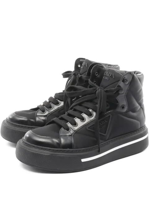 Prada Pre-Owned Re-Nylon quilted high-top leather sneakers