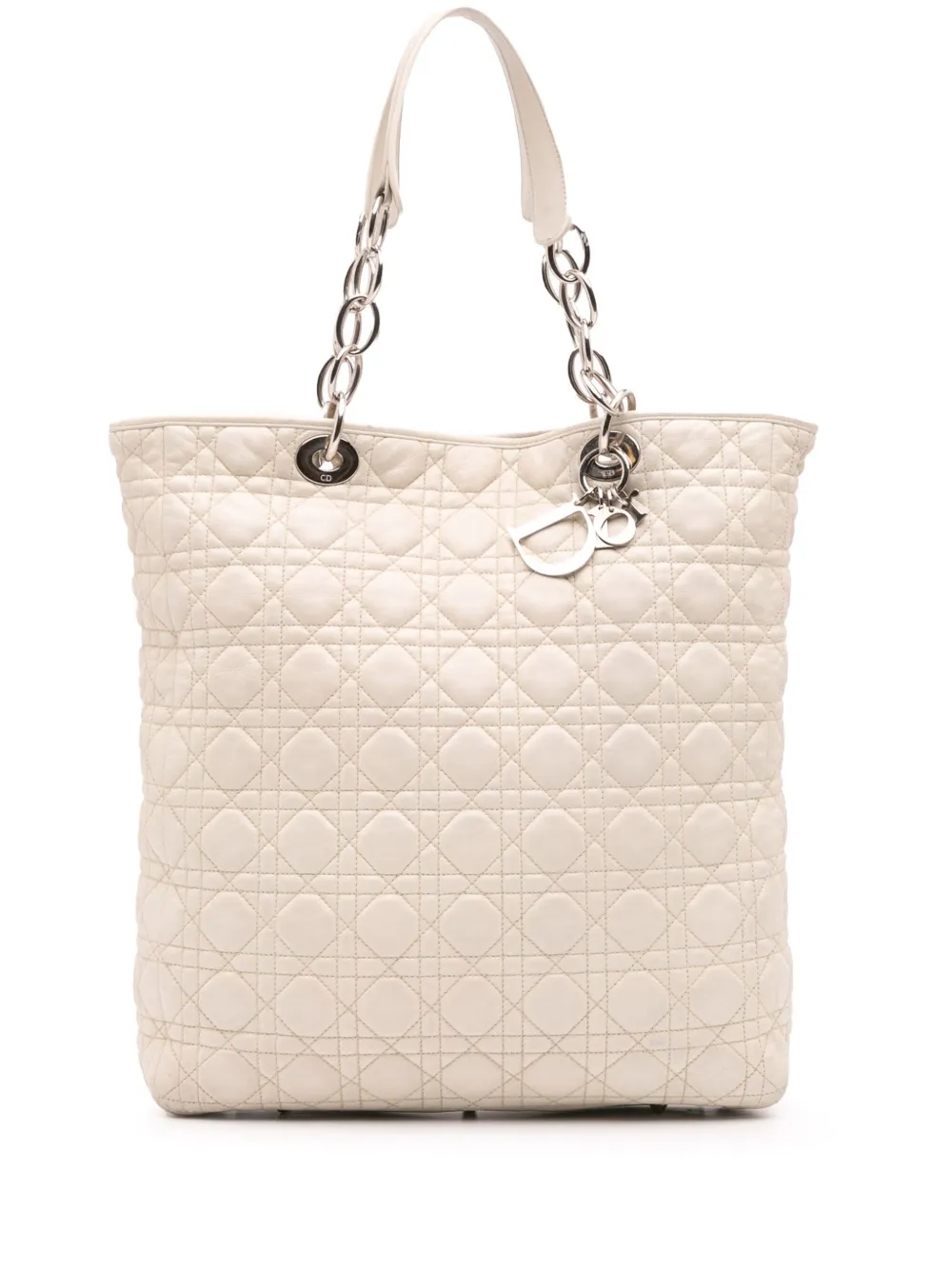 Christian Dior Pre-Owned 2008 Lambskin Cannage Lady Dior Soft Shopping tote bag | White | Image 1
