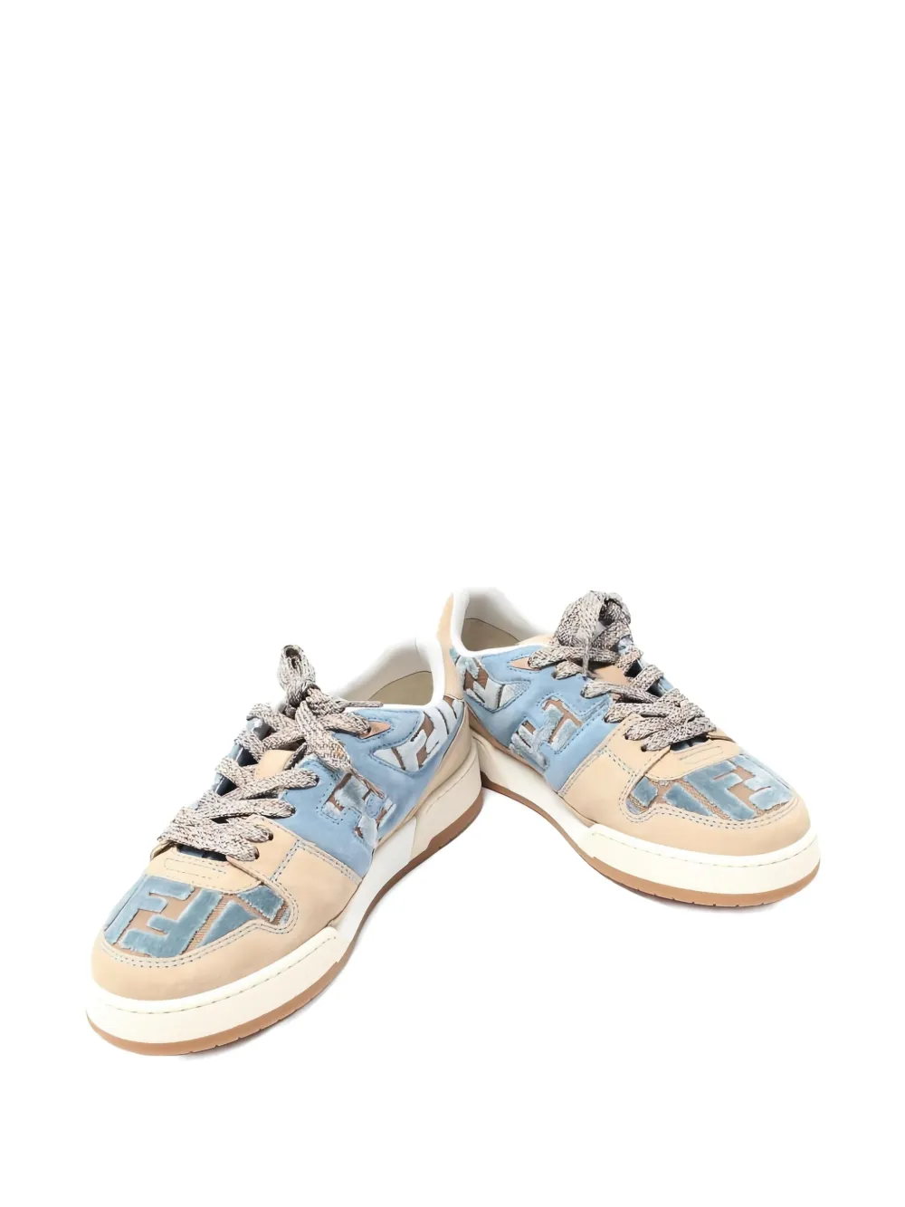 Fendi Pre-Owned Suède sneakers met FF-monogram - Beige