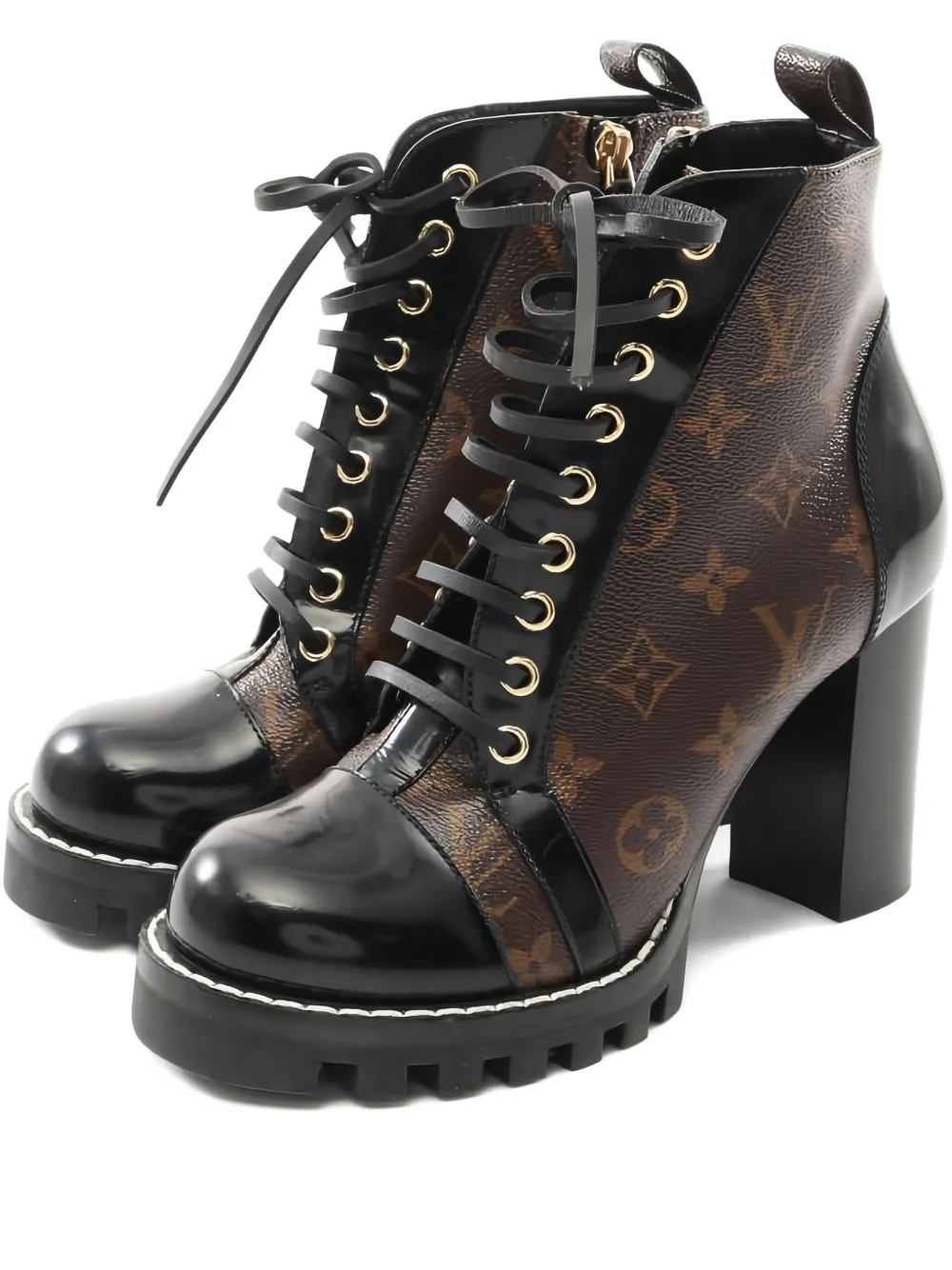 Louis Vuitton Pre-Owned 90mm monogram-pattern lace-up boots | Brown | Image 1