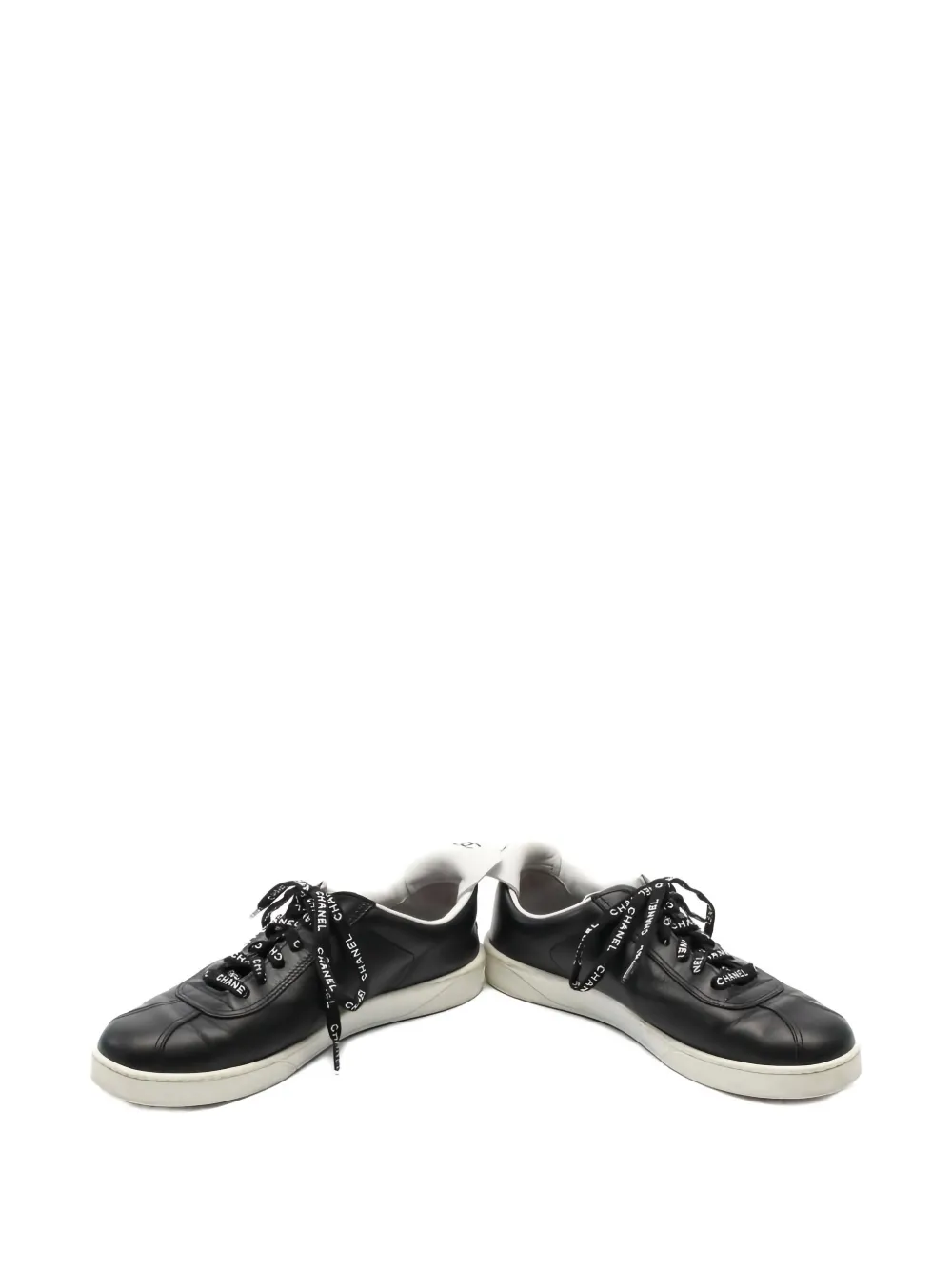 CHANEL Pre-Owned Leren sneakers met logoprint - Zwart