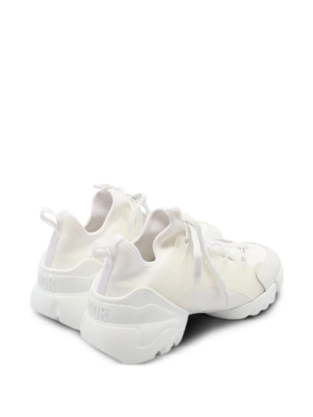 Pre-owned Dior D-connect Lace-up Sneakers In White