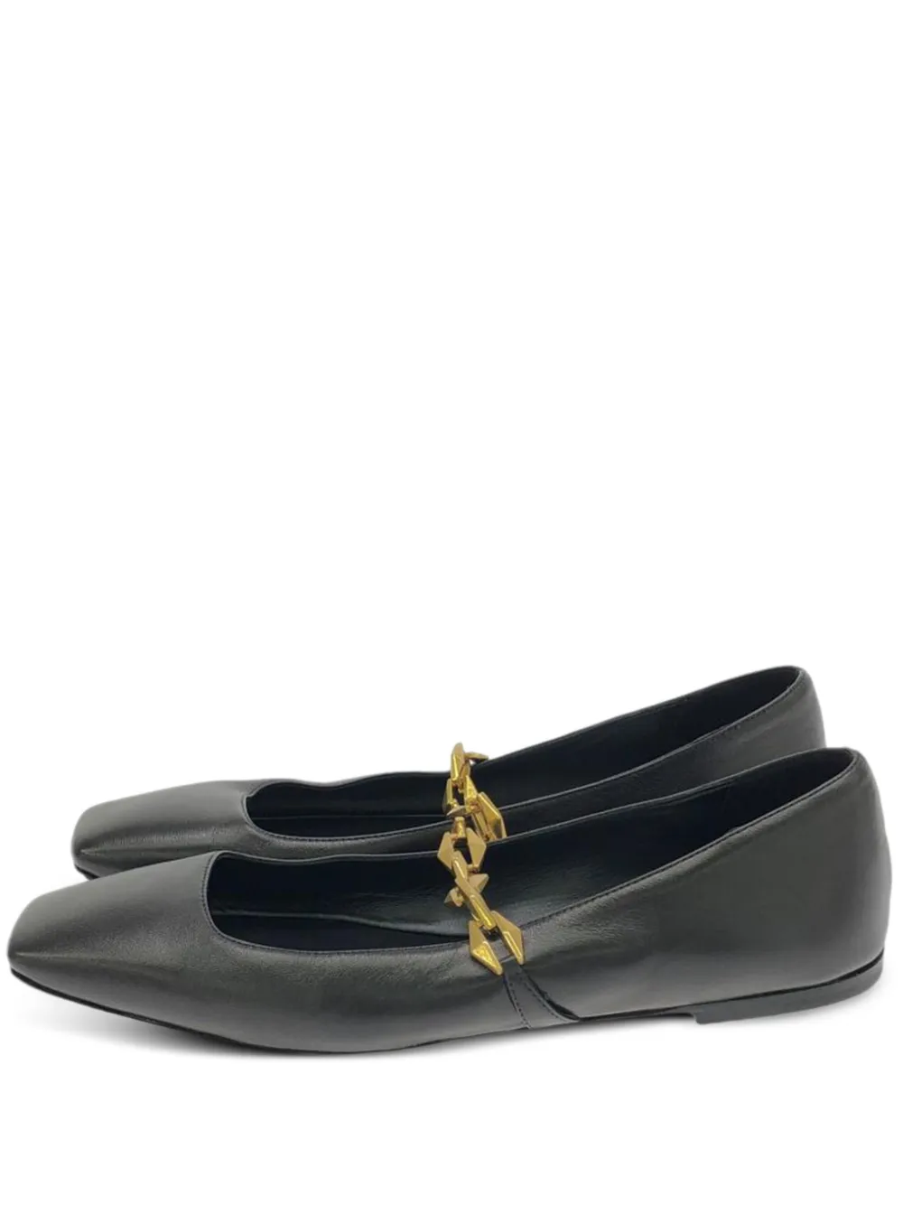 Jimmy Choo Pre-Owned Tilda chain-embellished square-toe flat pumps | Black | Image 1