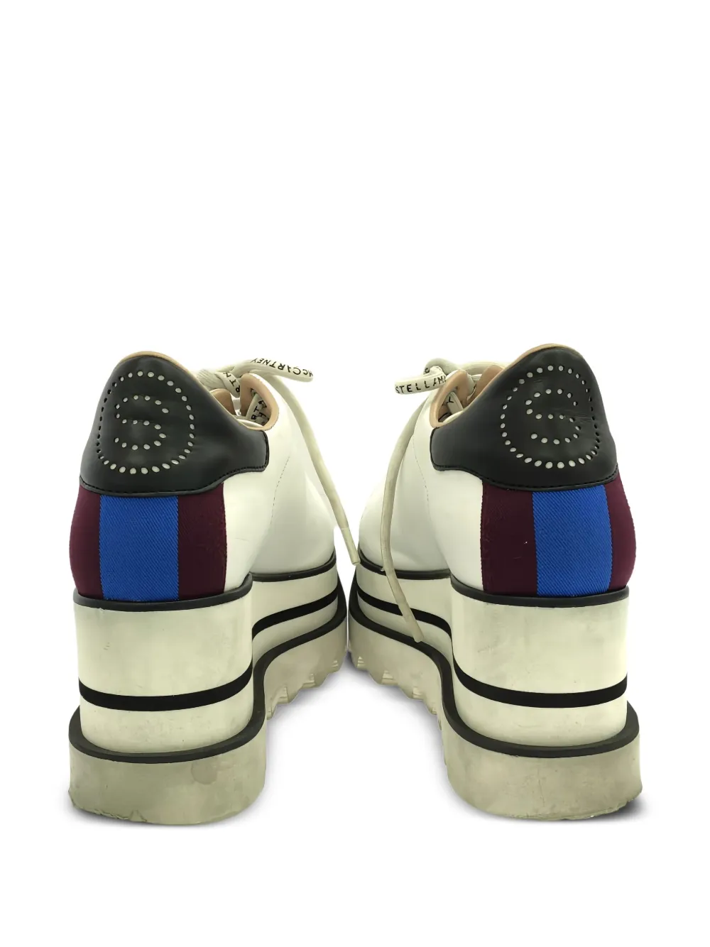 Pre-owned Stella Mccartney 75mm Platform Lace-up Sneakers In White