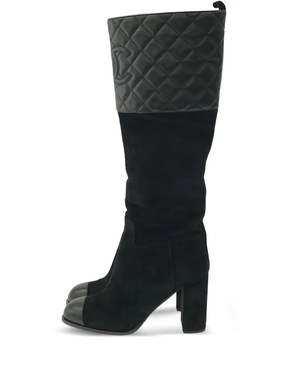 CHANEL Pre-Owned 85mm quilted suede-leather boots | Black | Image 1