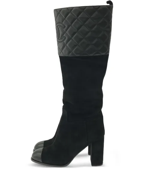 CHANEL Pre-Owned 85mm quilted suede-leather boots