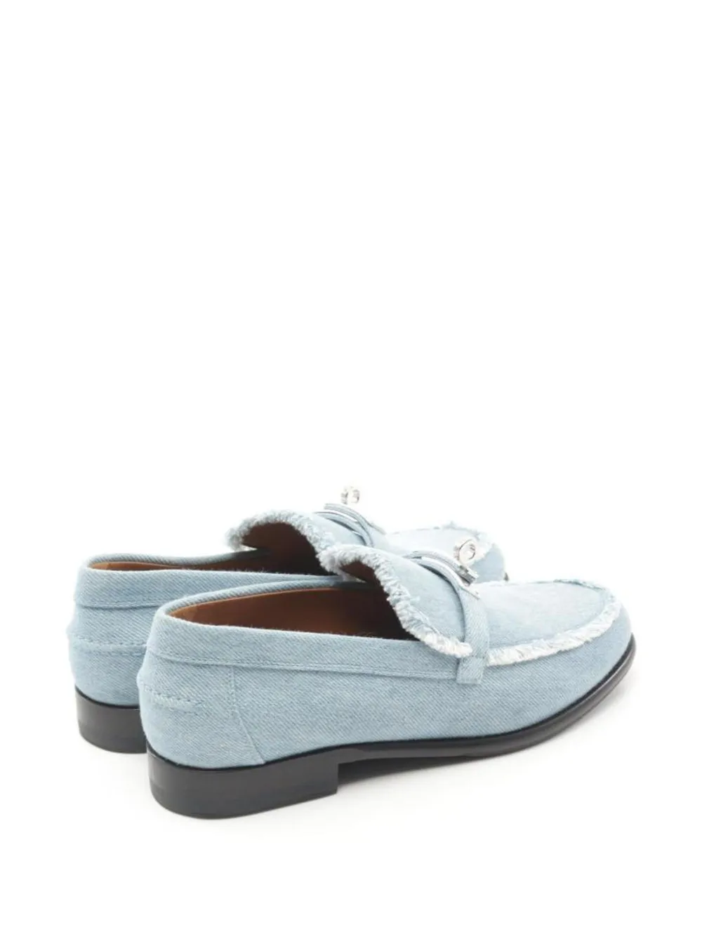 Hermès Pre-Owned Destan denim loafers met franje - Blauw