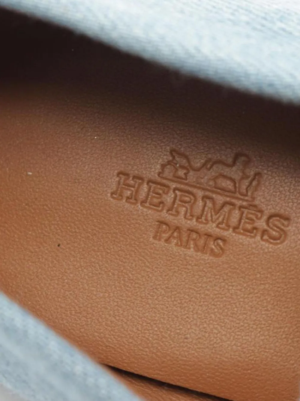 Pre-owned Hermes Destan Frayed-edge Denim Loafers In Blue