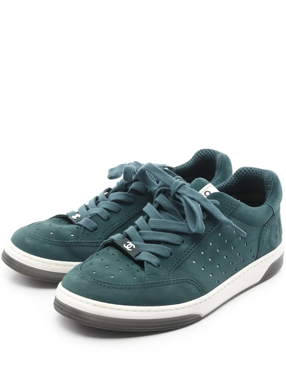 CHANEL Pre-Owned perforated suede sneakers | Green | Image 1