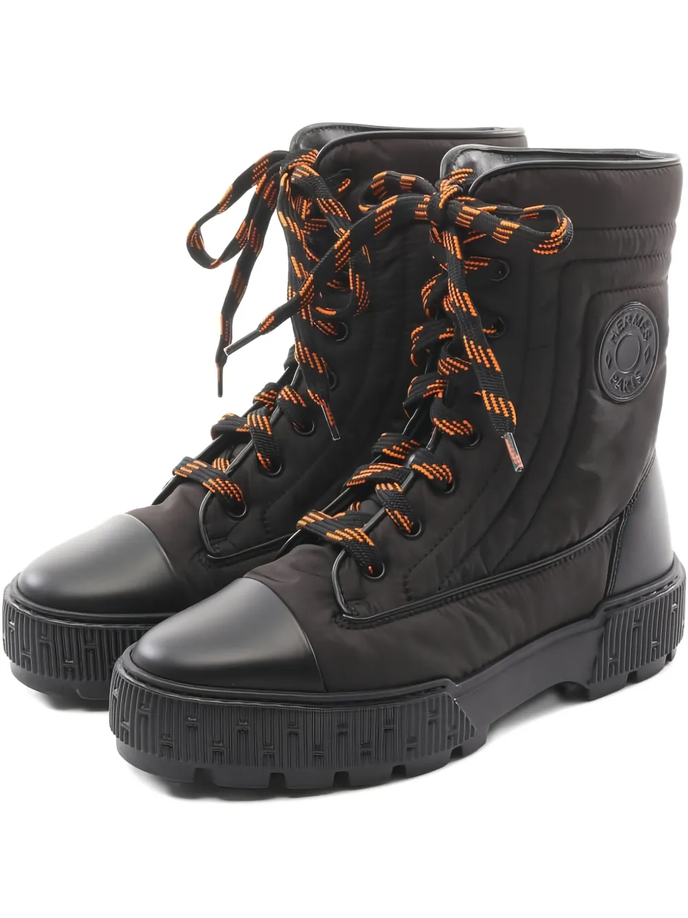 Hermès Pre-Owned quilted lace-up boots | Black | Image 1