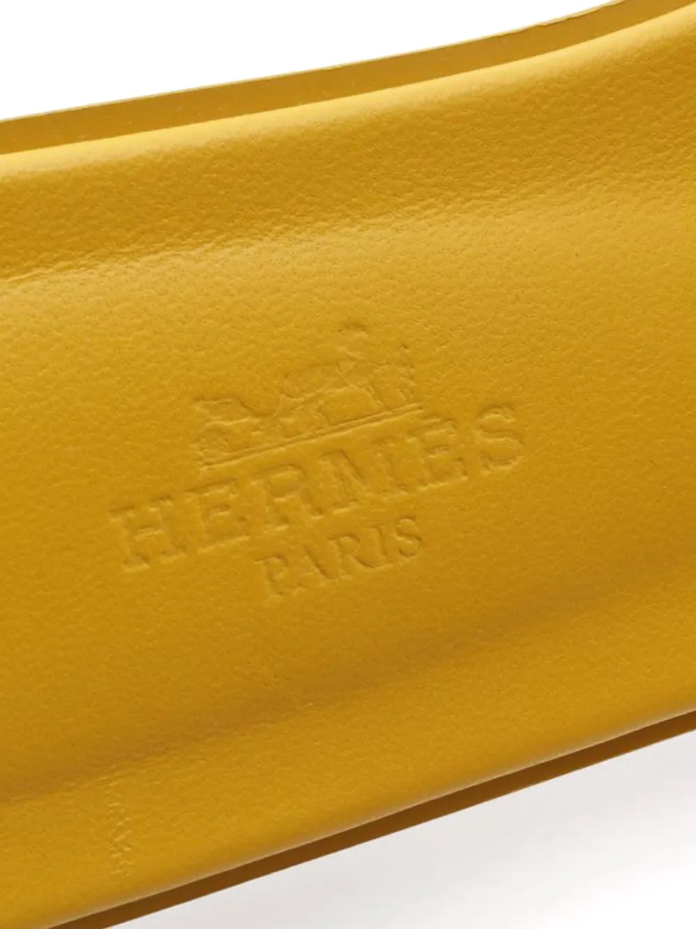 Pre-owned Hermes H-strap Slide Sandals In Yellow