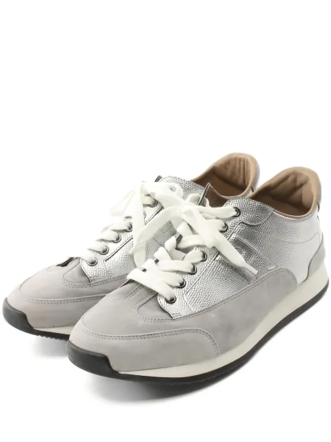 Hermès Pre-Owned metallic-effect suede-leather sneakers