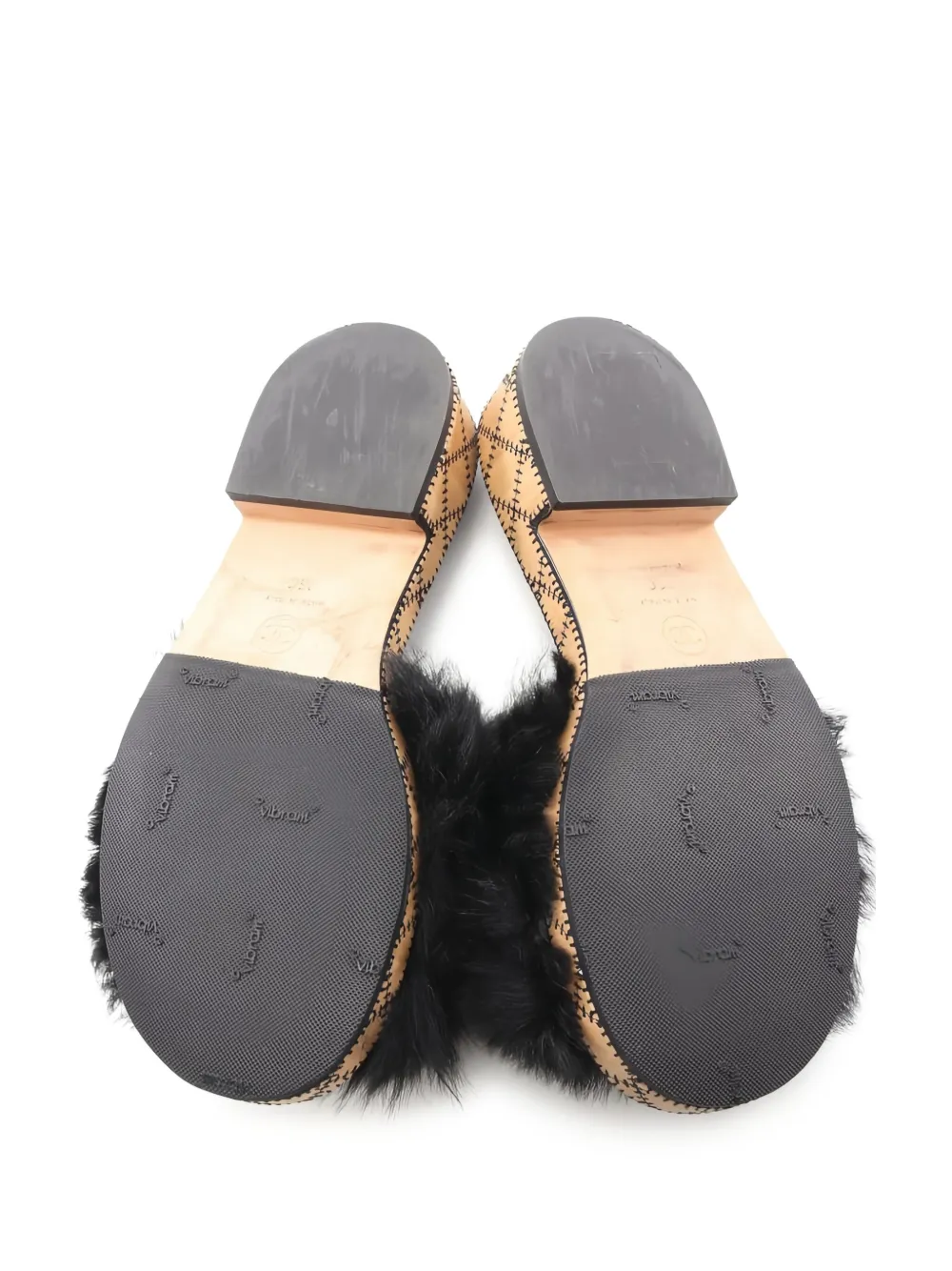 CHANEL ブラックファーサンダル CHANEL ブラックファーサンダル CHANEL Pre-Owned fur-upper Platform