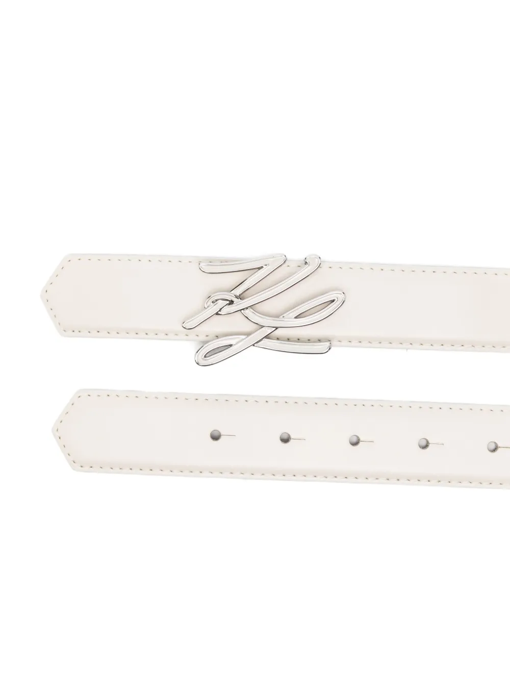 Karl Lagerfeld Leren riem met logoplakkaat - Wit