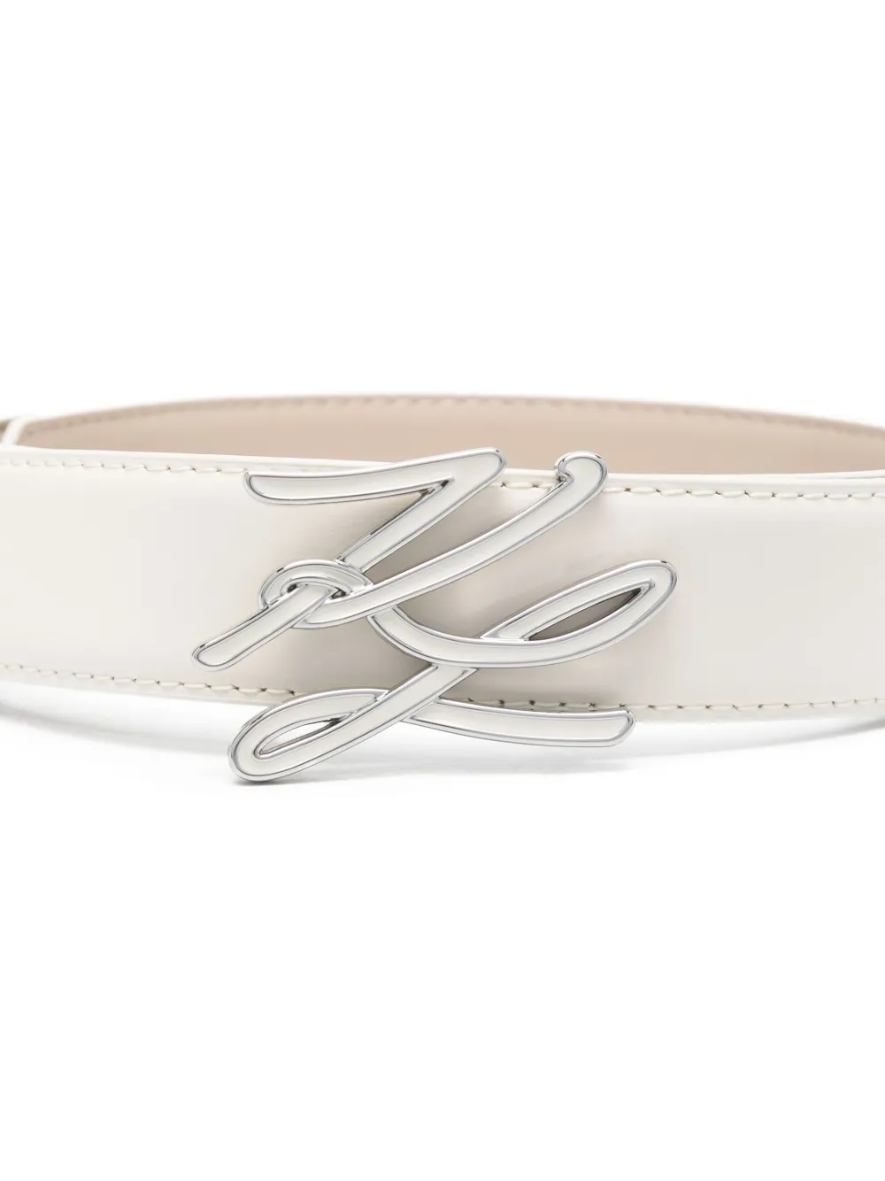 Karl Lagerfeld Leren riem met logoplakkaat Wit