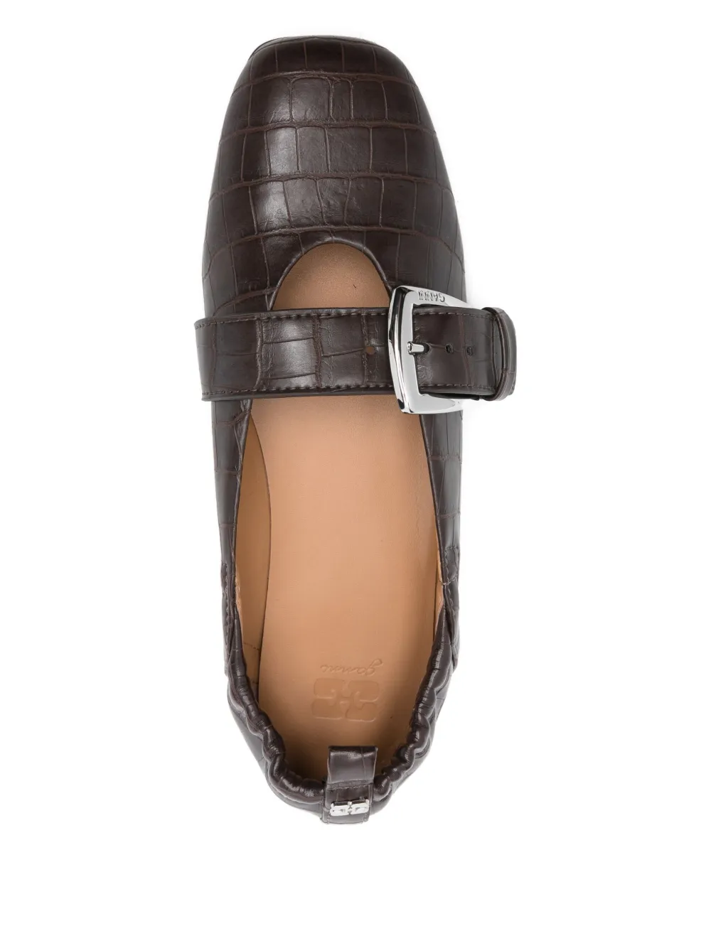GANNI leather ballet flats Brown