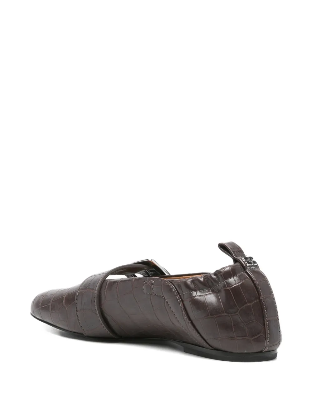 GANNI leather ballet flats Brown