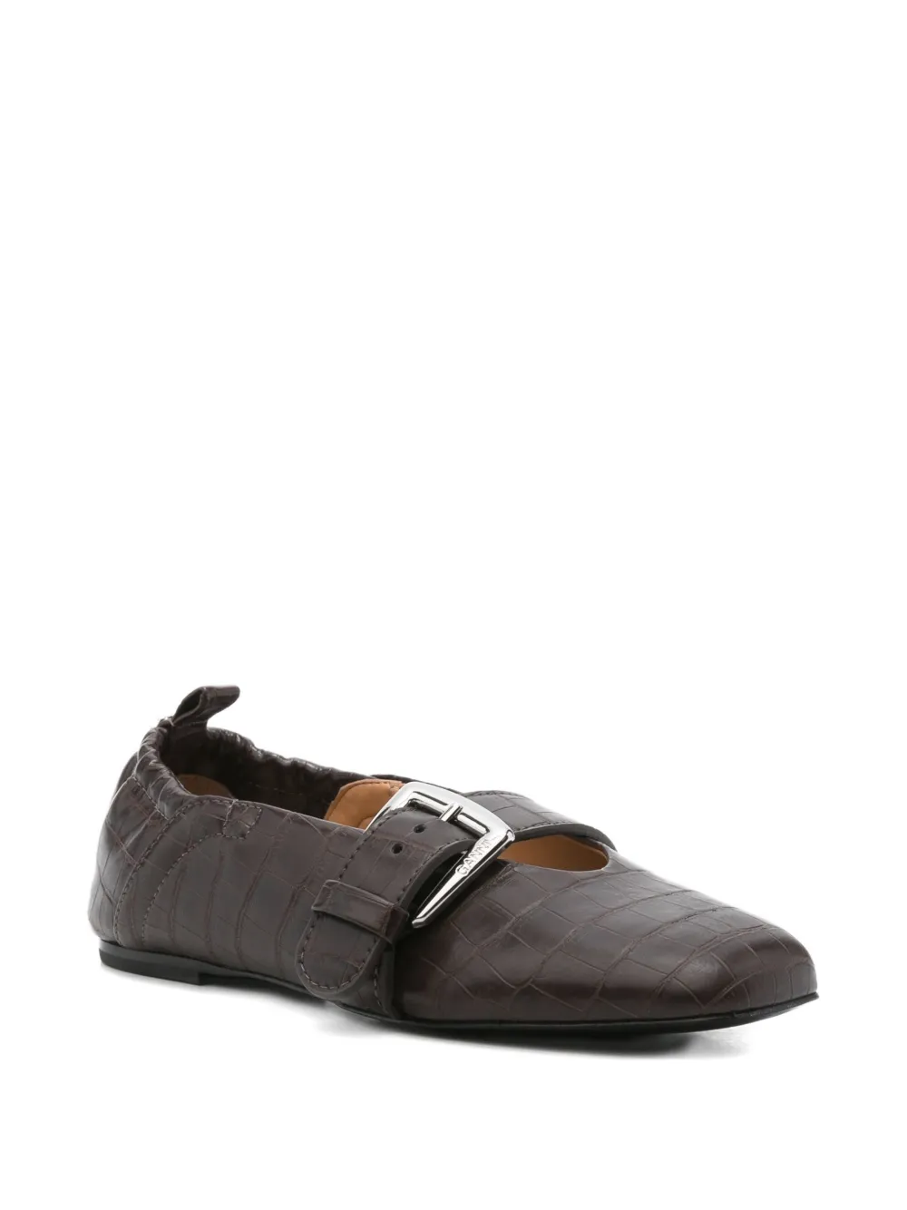 GANNI leather ballet flats Brown