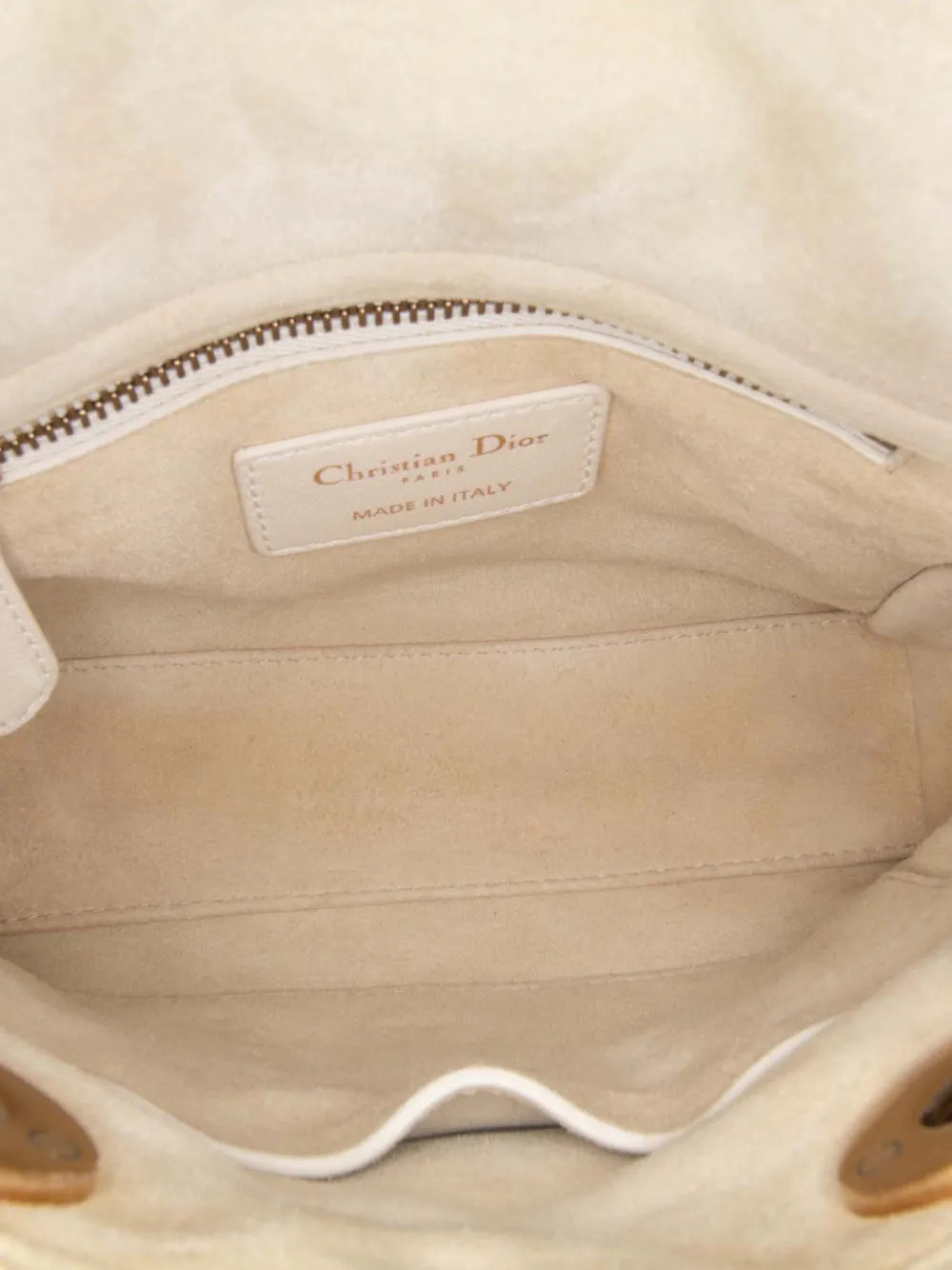 Pre-owned Dior 2017 Mini Lambskin Cannage Studded Supple Lady  Satchel In White