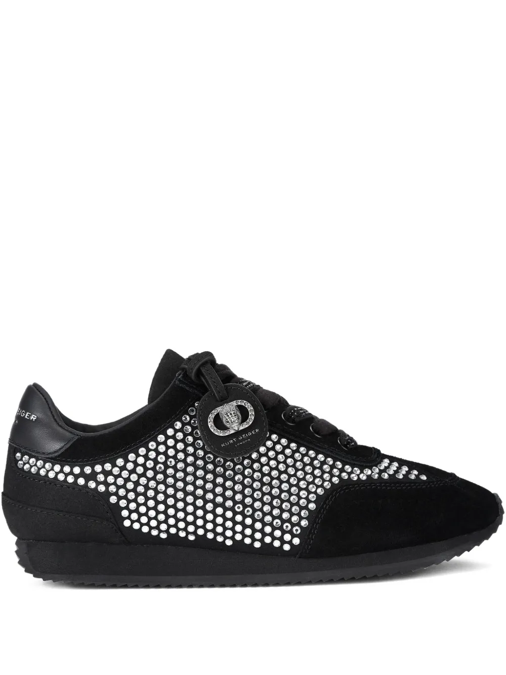 Kurt Geiger London crystal-embellished suede sneakers Black