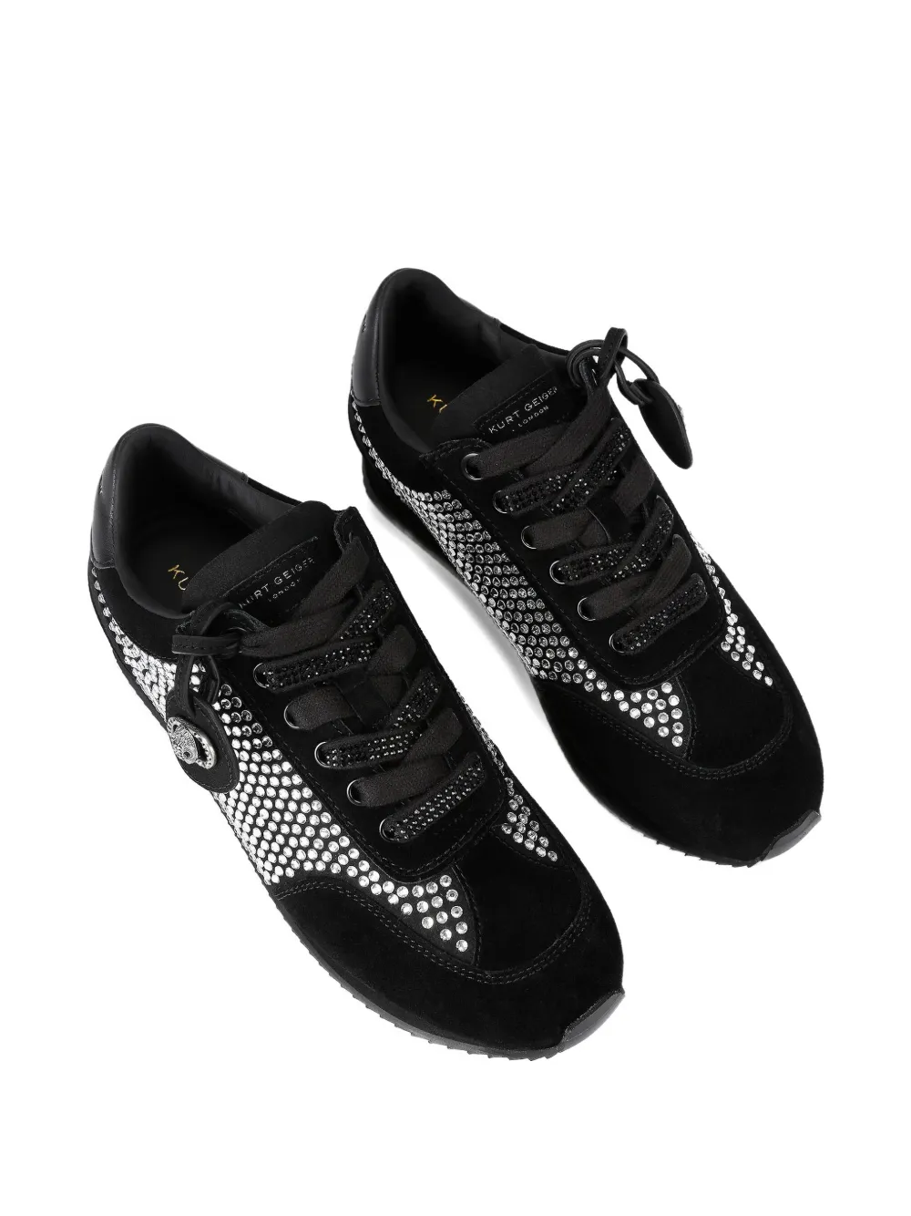 Kurt Geiger London crystal-embellished suede sneakers Black