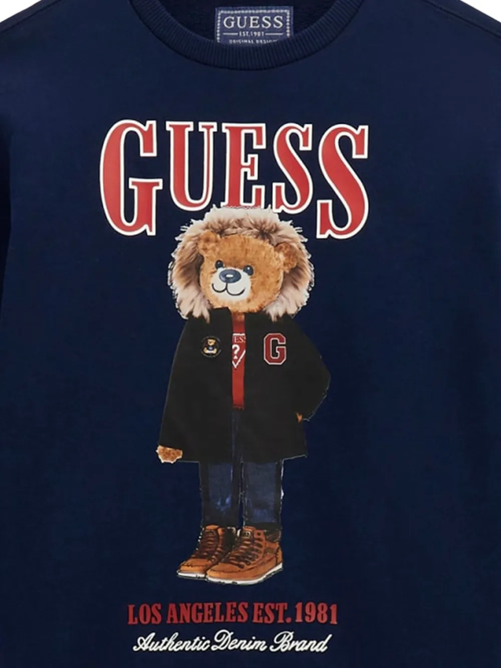 Guess Teddy-graphic Sweatshirt In Blue