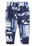 guess kids letter-print drawstring trousers - Blue
