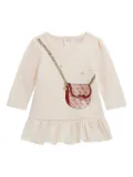 guess kids ruffle-detail handbag-print dress - Neutrals