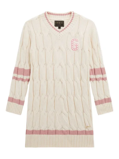 guess kids cable-knit striped-pattern knitted dress