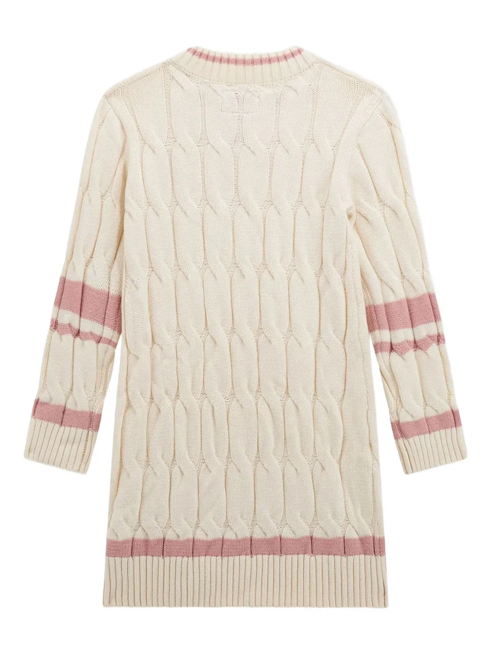 条纹图案绞花针织连衣裙