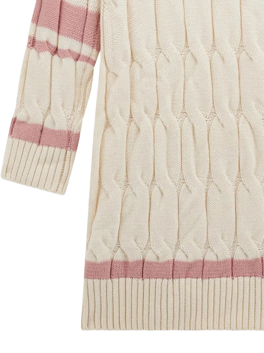 条纹图案绞花针织连衣裙