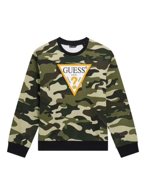 guess kids camouflage logo long-sleeve sweatshirt 
